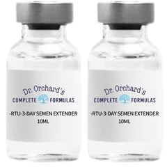 Packaging of Dr. Orchard's RTU canine semen extender for storage.