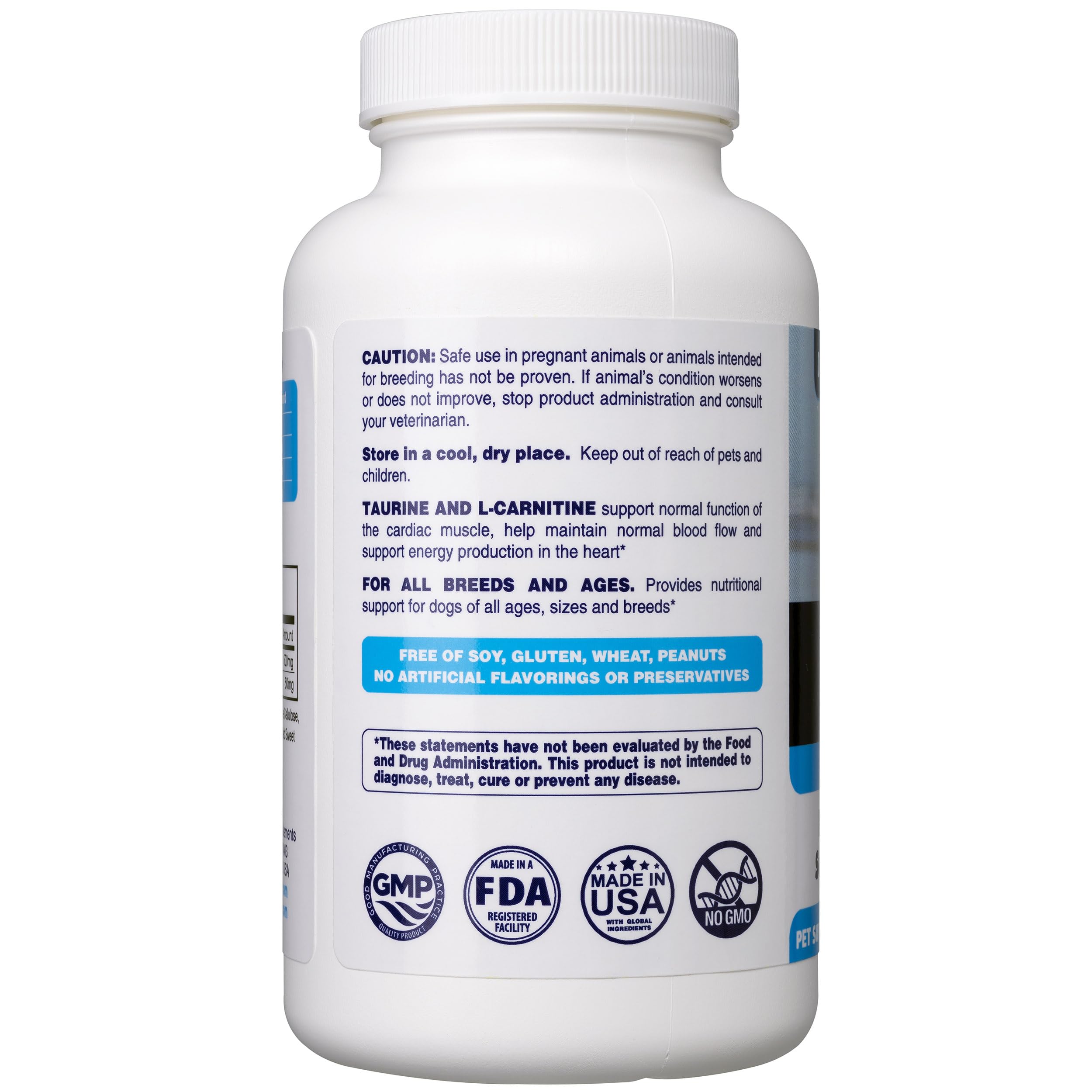 Dr. Oscar Taurine ingredients highlighting L-Taurine and L-Carnitine for cardiovascular support.