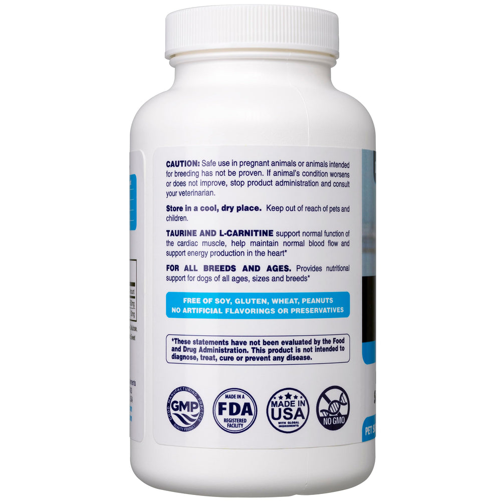 Dr. Oscar Taurine ingredients highlighting L-Taurine and L-Carnitine for cardiovascular support.