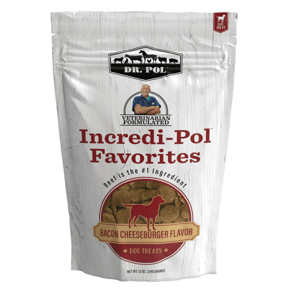 Dr. Pol Incredi-Pol bag closeup highlights corn-free treats ideal for training rewards