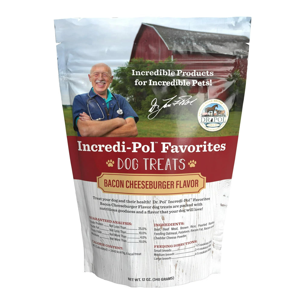 Dr. Pol Incredi-Pol beef bacon dog biscuits highlight high-value rewards for training sessions.