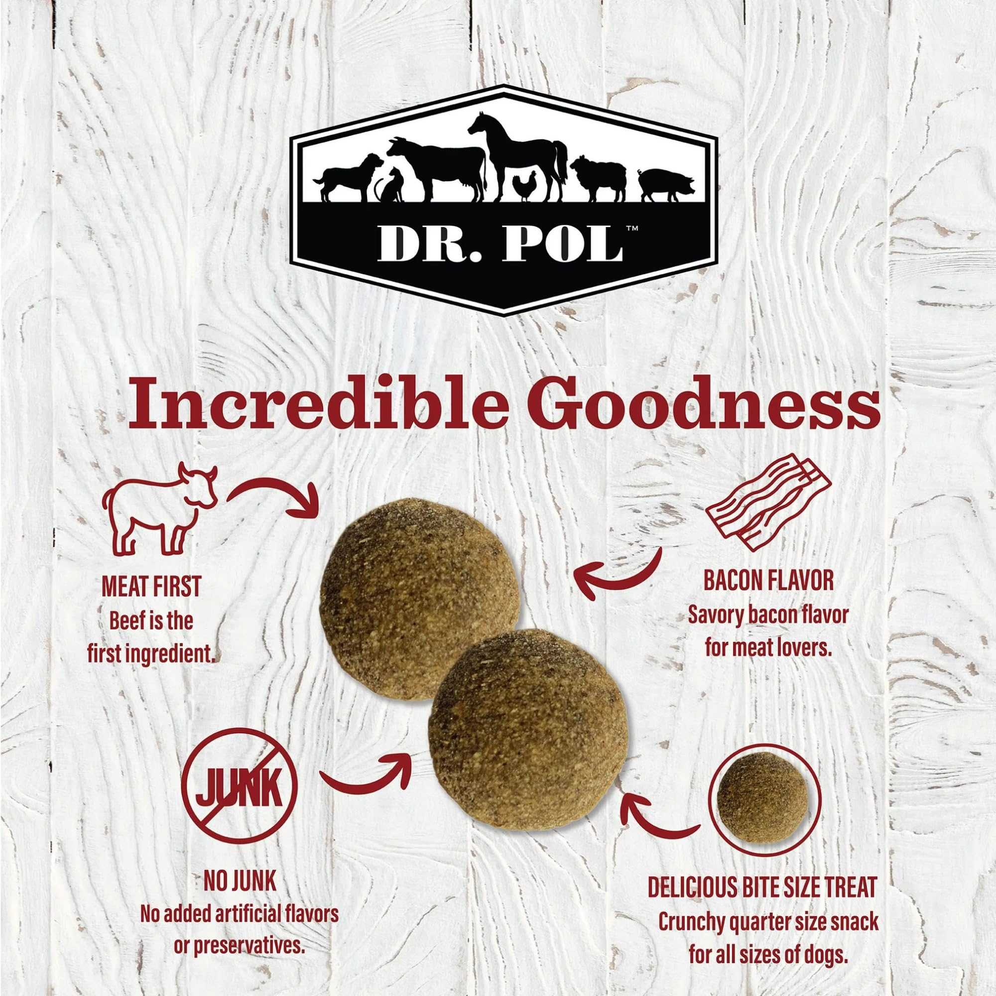 Dr. Pol Incredi-Pol USA-made dog treats available in your pup's favorite flavors