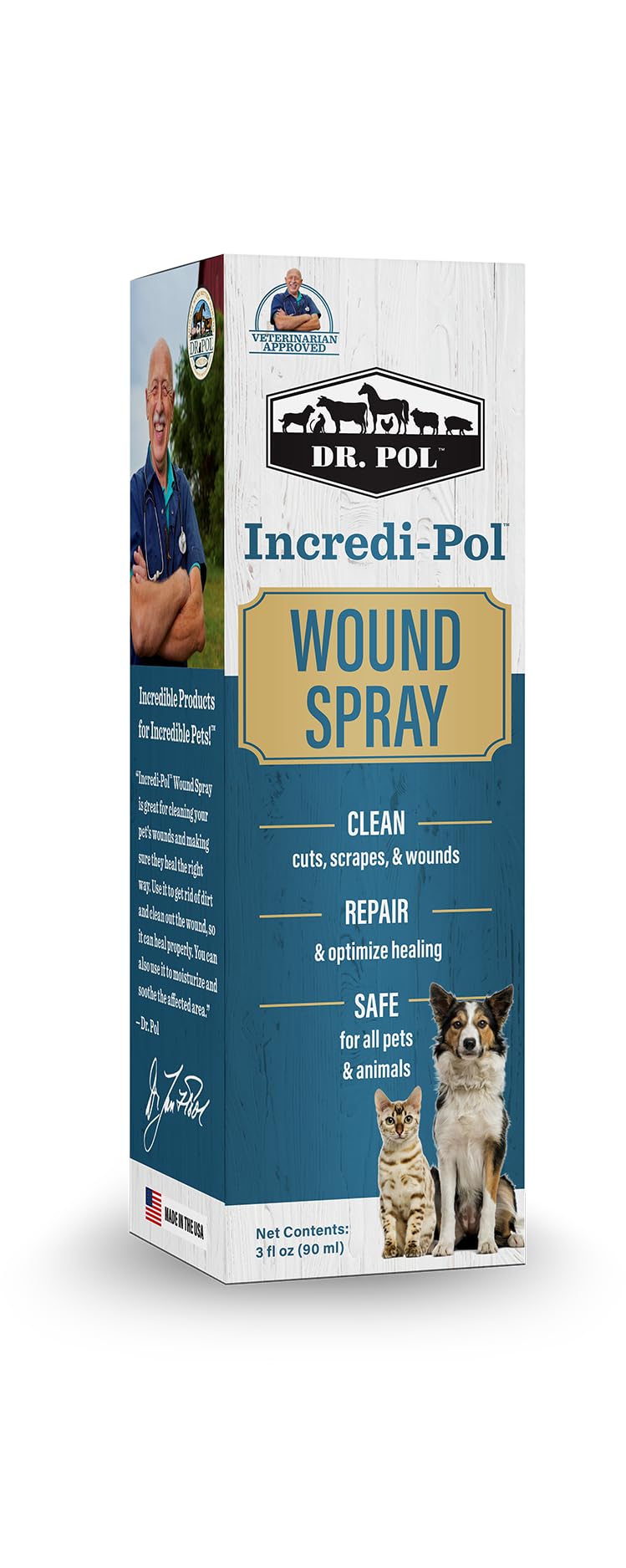 Dr Pol Incredi-Pol wound spray used on hot spots for pets
