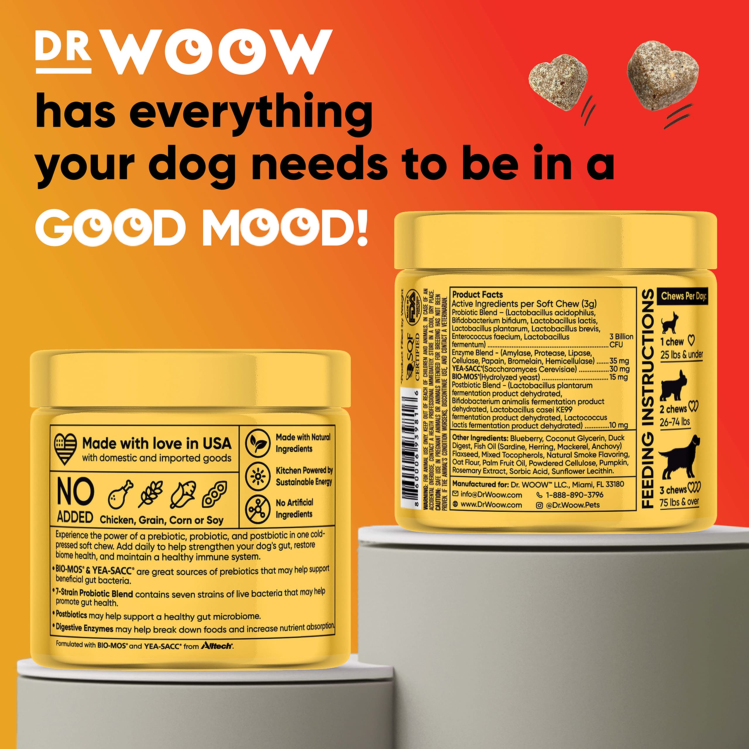 Dr Woow gas-relief chews for dogs, may ease occasional bloating.