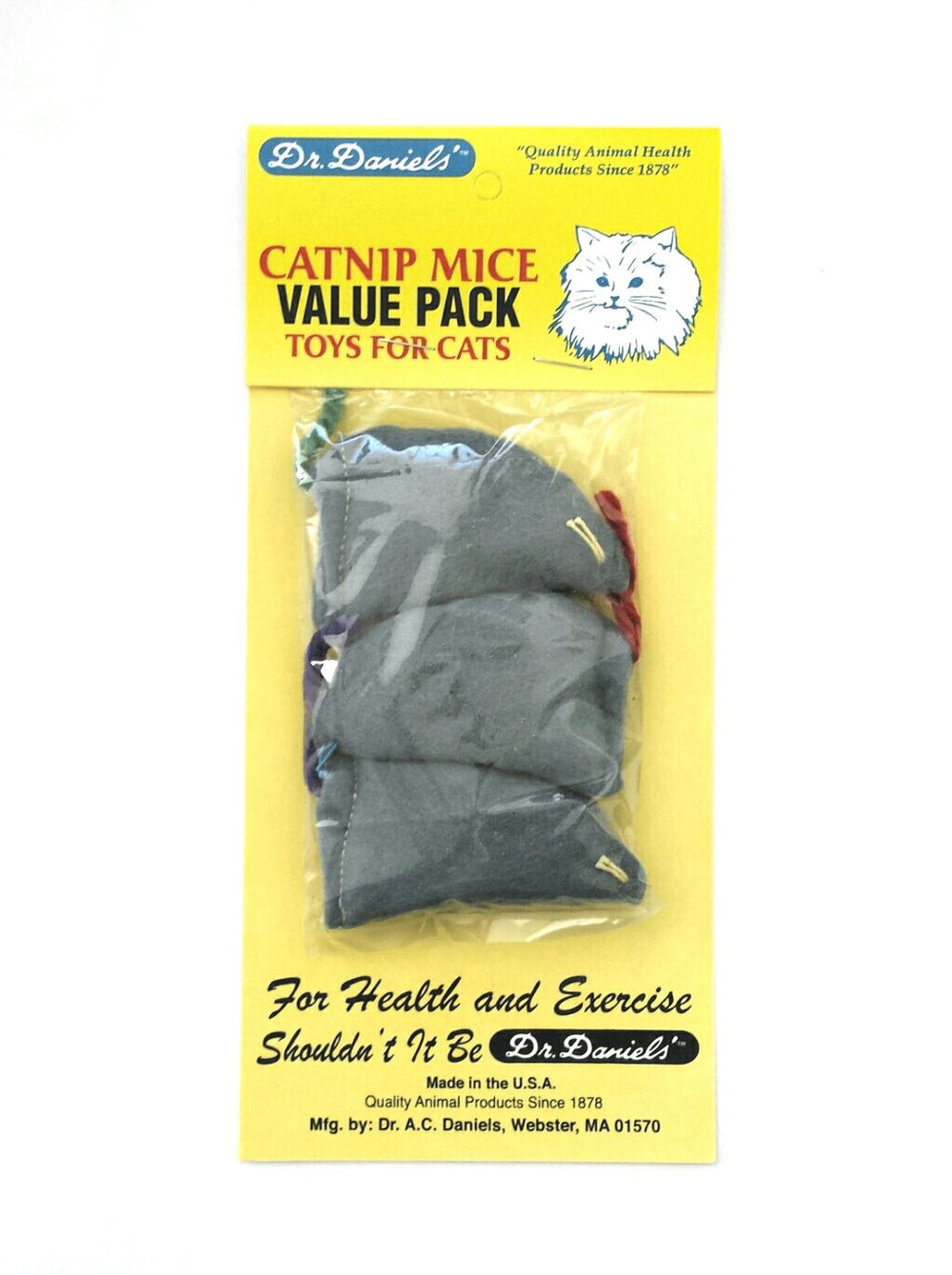 Dr. A.C. Daniels catnip mouse toy side view shows inviting play and scent