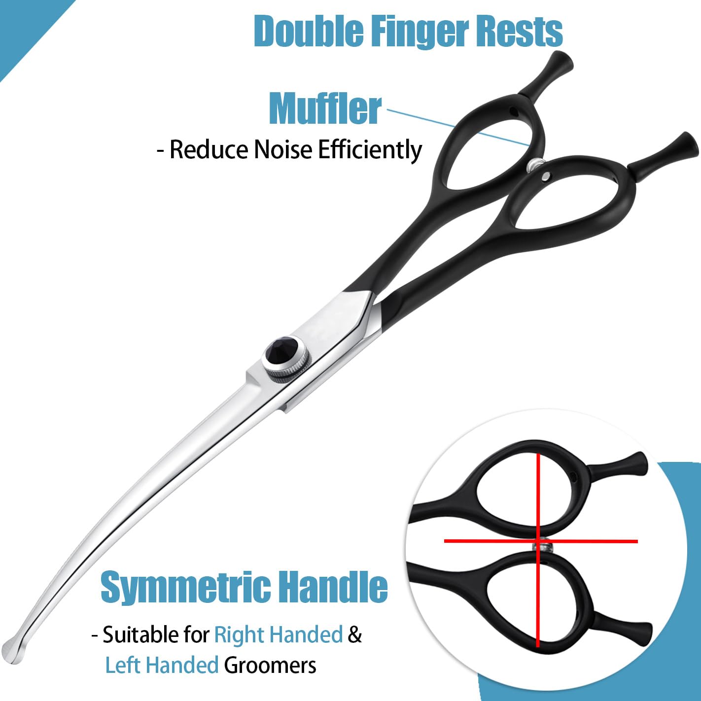 Dragon Creek curved tips close-up highlighting safety design for pet grooming.