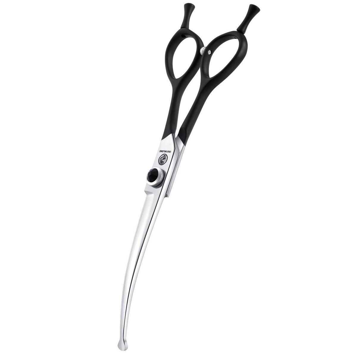 Dragon Creek downward curved dog grooming scissors front view for safe trimming.