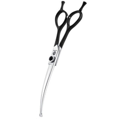 Dragon Creek downward curved dog grooming scissors front view for safe trimming.