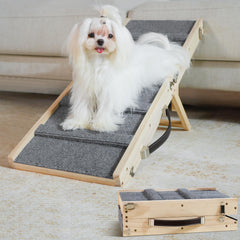 Drakthos dog ramp folded for compact storage under furniture