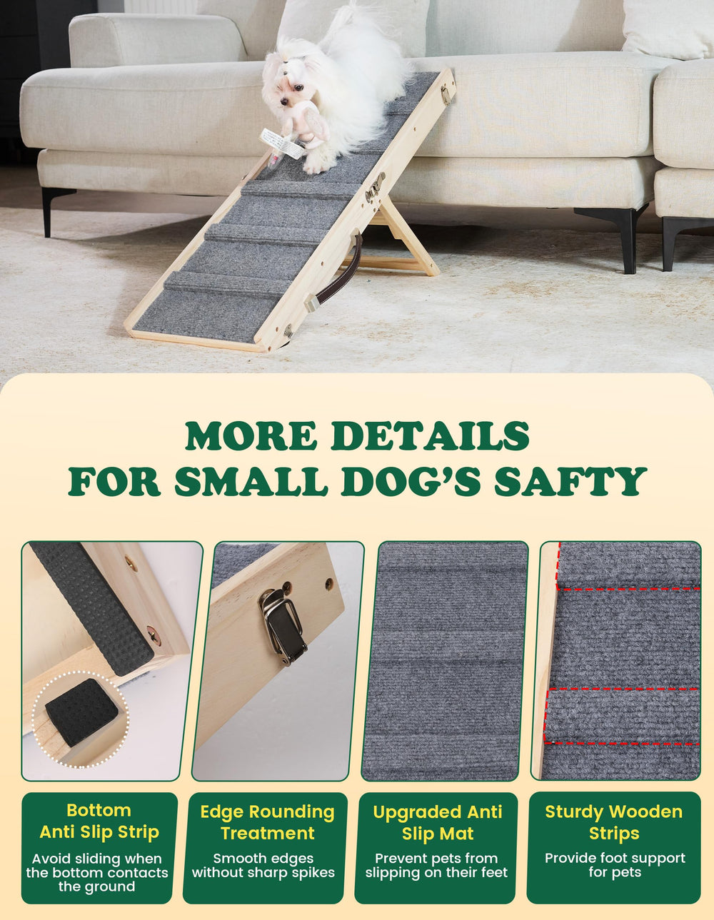Drakthos dog ramp non-slip carpet close-up emphasizes safe climbs