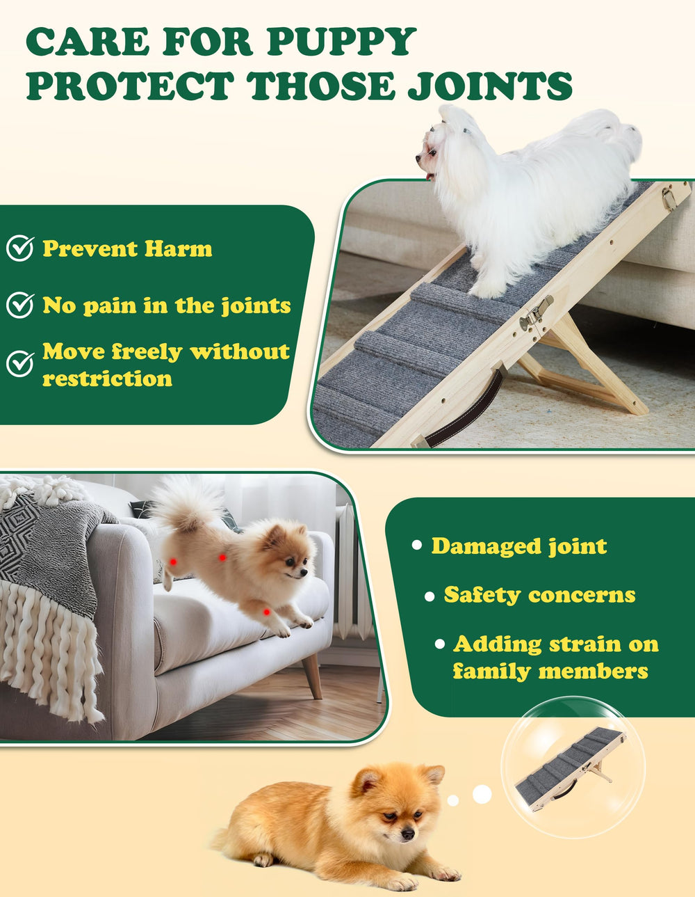 Drakthos dog ramp stability base with triangular legs for solid footing
