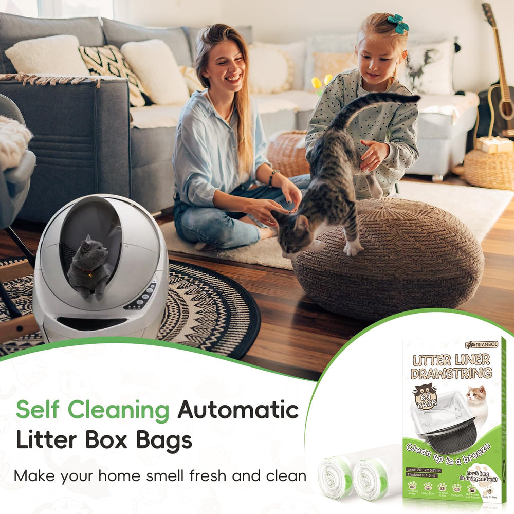 Dranbol liner used in a multi-cat home keeps litter tidy and contained