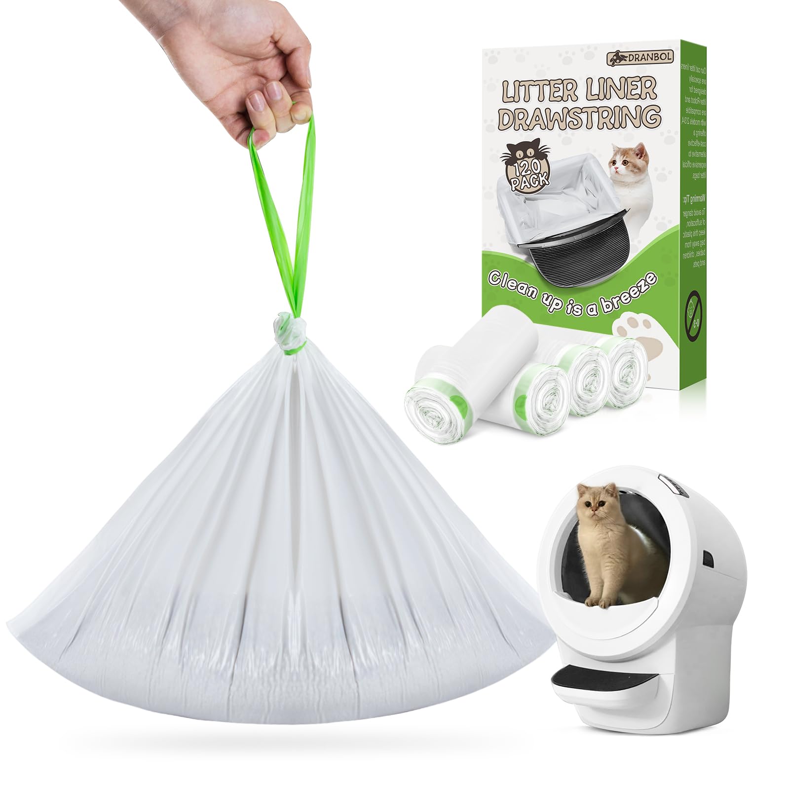 Dranbol litter box liners hero shows ultra thick durability for heavy litter loads