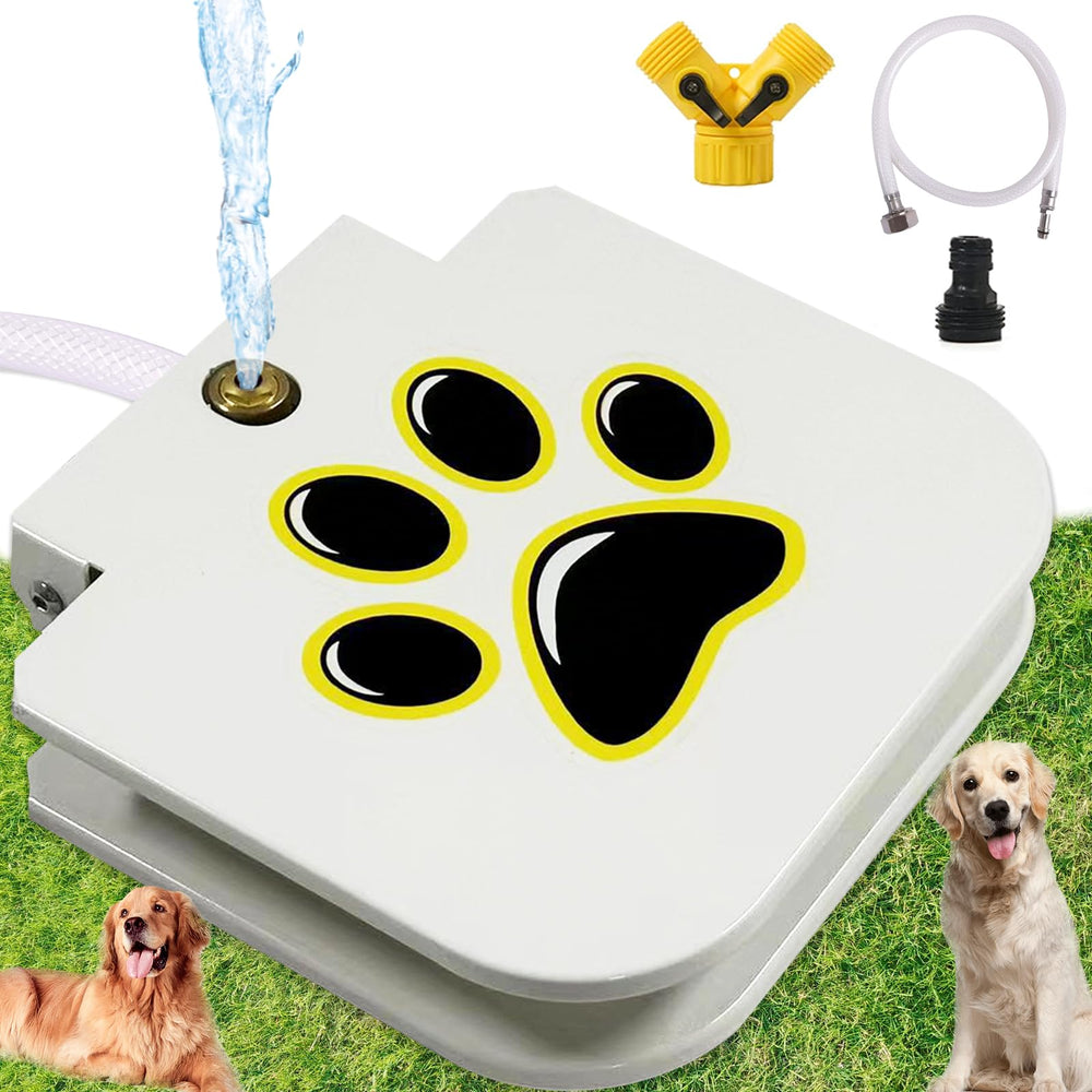 DRAROAD outdoor dog water fountain step-on front view shows weather-ready durability and readiness for outdoor use