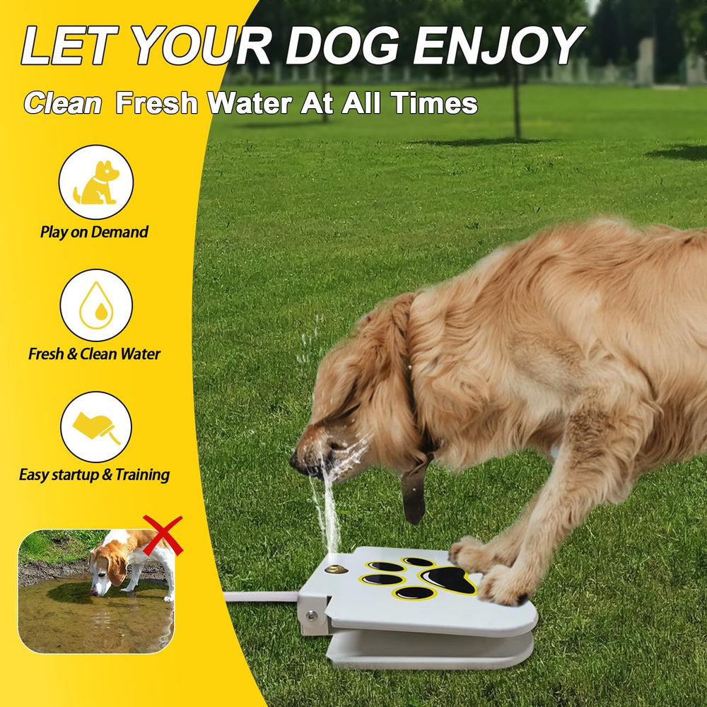 DRAROAD step-on pedal activation close-up highlights easy training and quick hydration for dogs