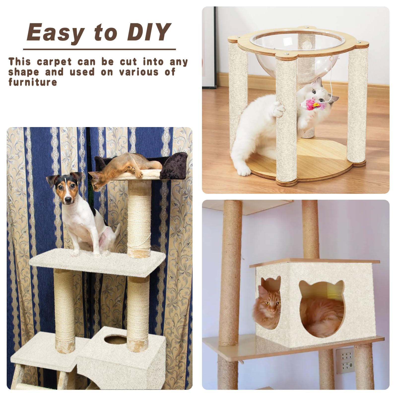 A cat using Draupnir Cat Scratching Mat on wall shelves for scratching and play