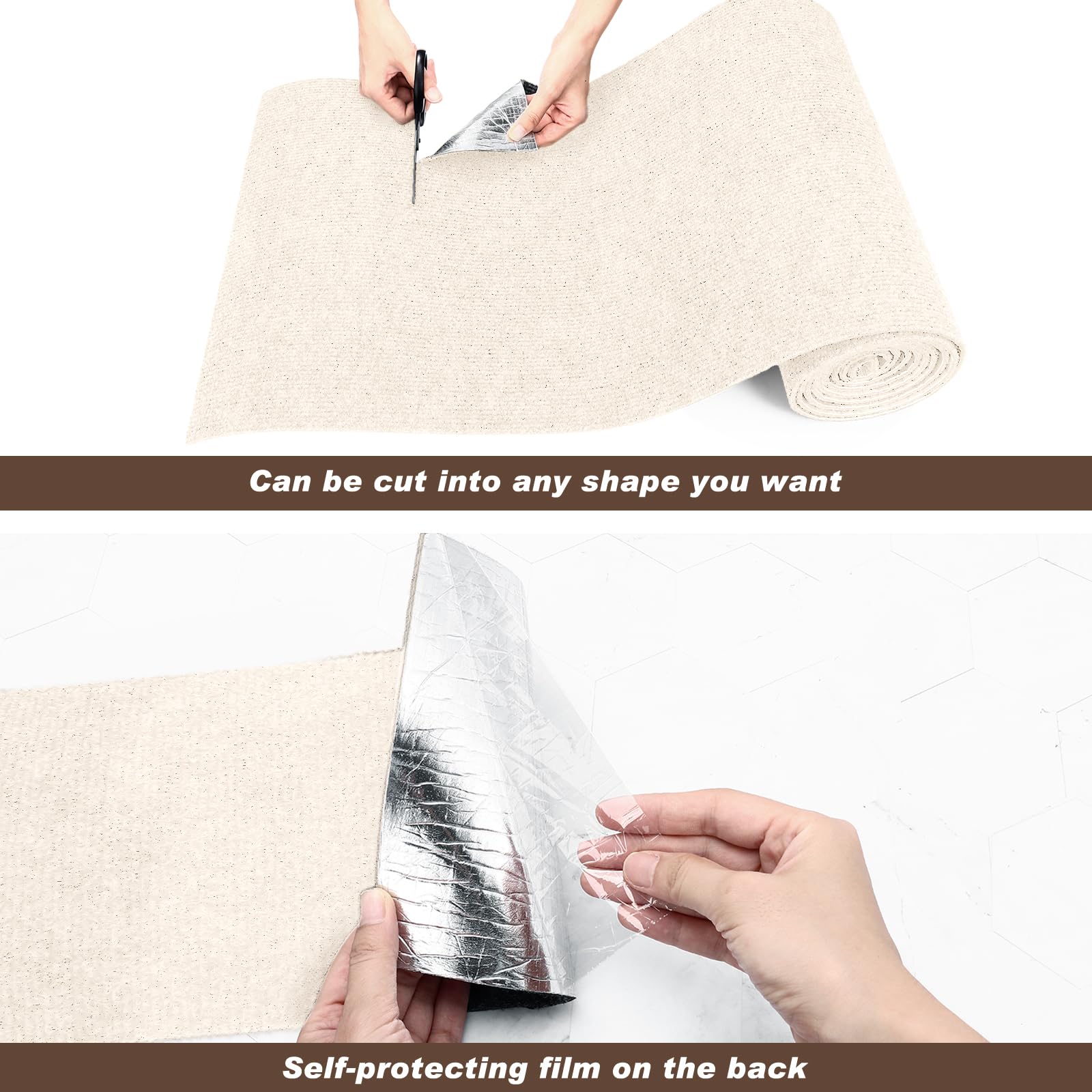 Draupnir Cat Scratching Mat being trimmed to size for a tailored fit