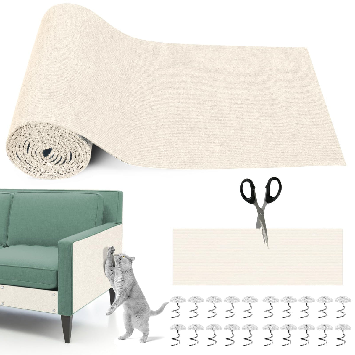 Draupnir Cat Scratching Mat unrolled on sofa showing extended surface protection