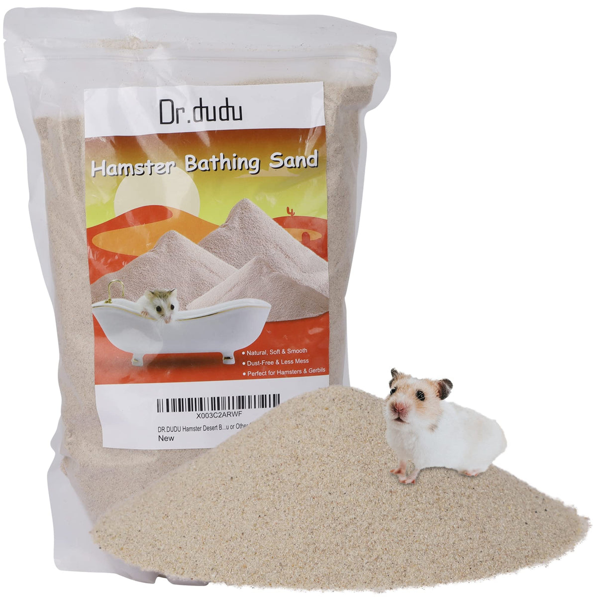DR.DUDU hamster bath sand 6-6lb bag offers a long-lasting, dust-free spa for small pets.