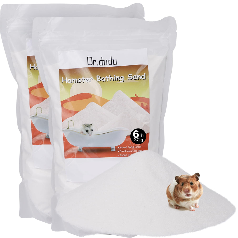 DR.DUDU hamster bath sand packaging with resealable bag for freshness.
