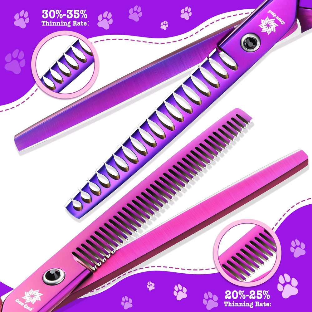 Dream Reach dog grooming scissors blades close-up showing ultra-sharp edge