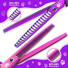 Dream Reach dog grooming scissors blades close-up showing ultra-sharp edge