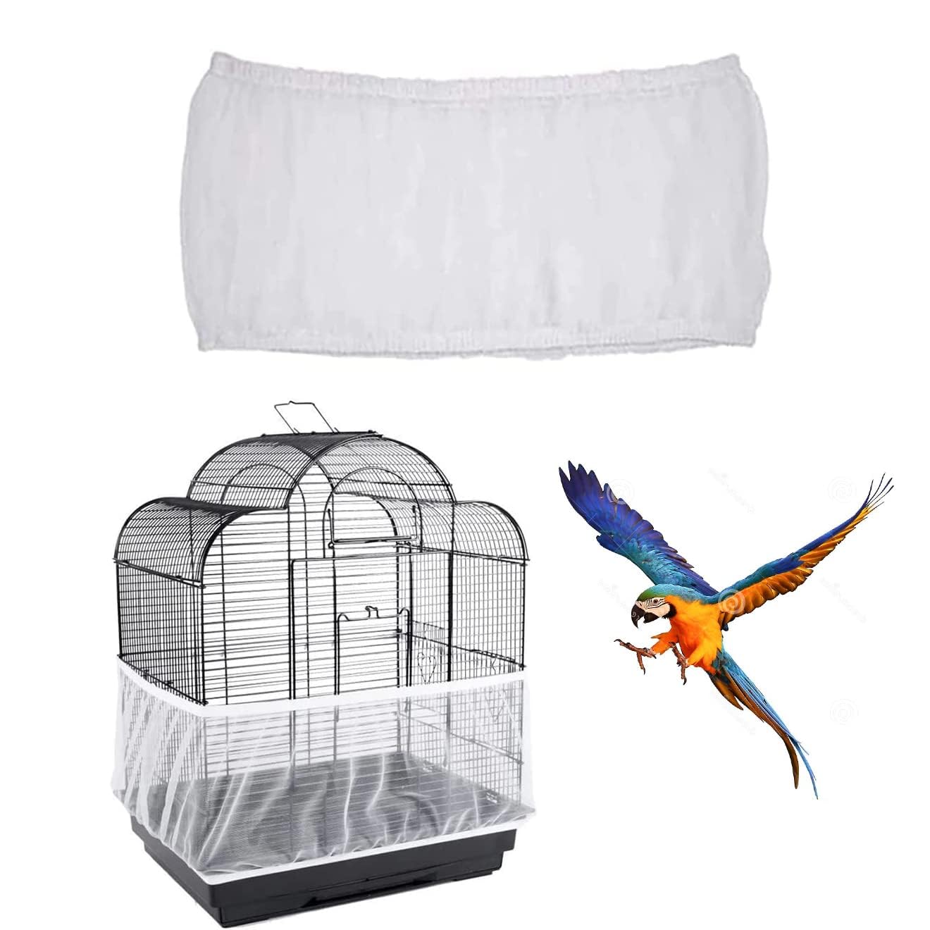 DreamAug bird cage cover with adjustable fit around the cage perimeter reduces mess on floors.