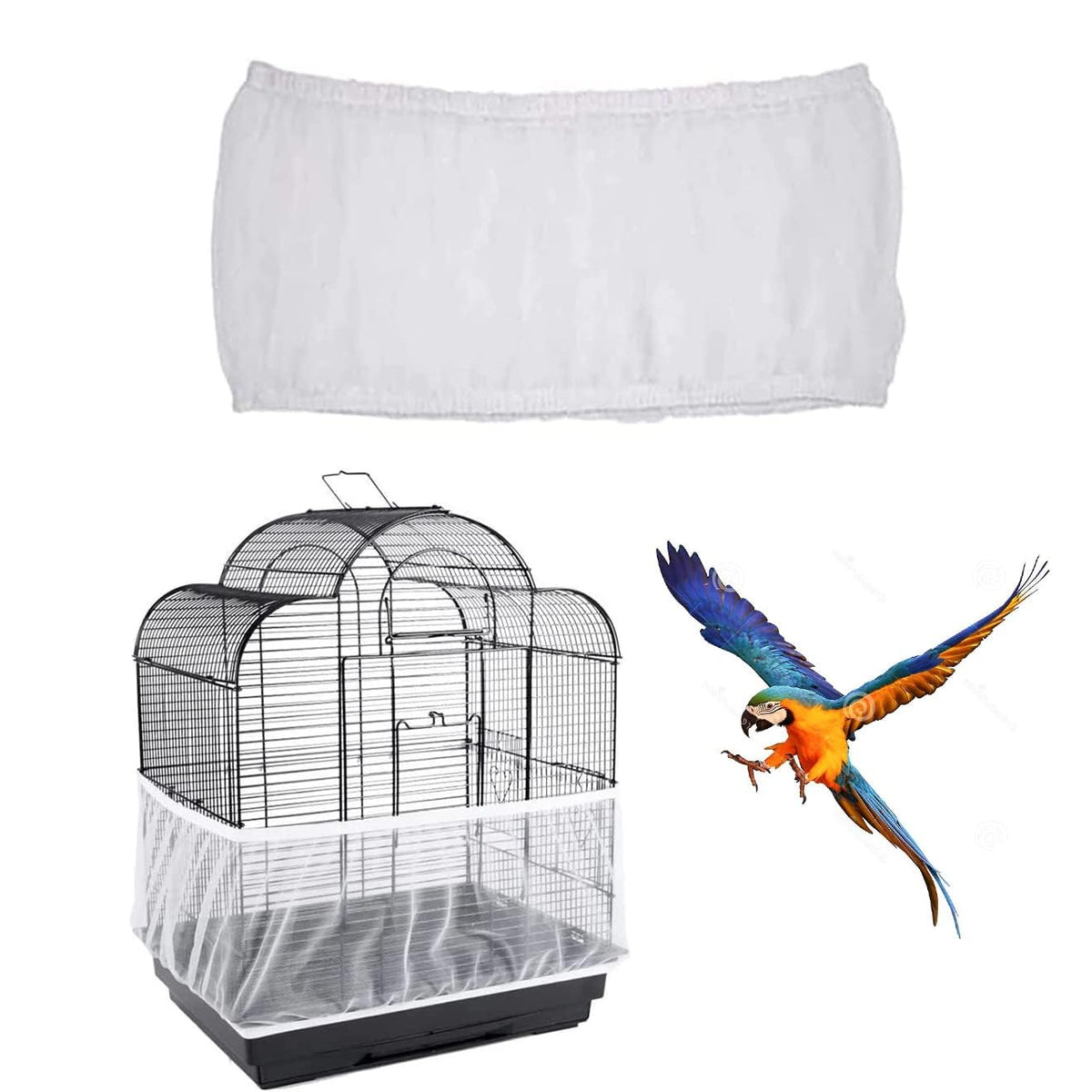 DreamAug bird cage cover with adjustable fit around the cage perimeter reduces mess on floors.