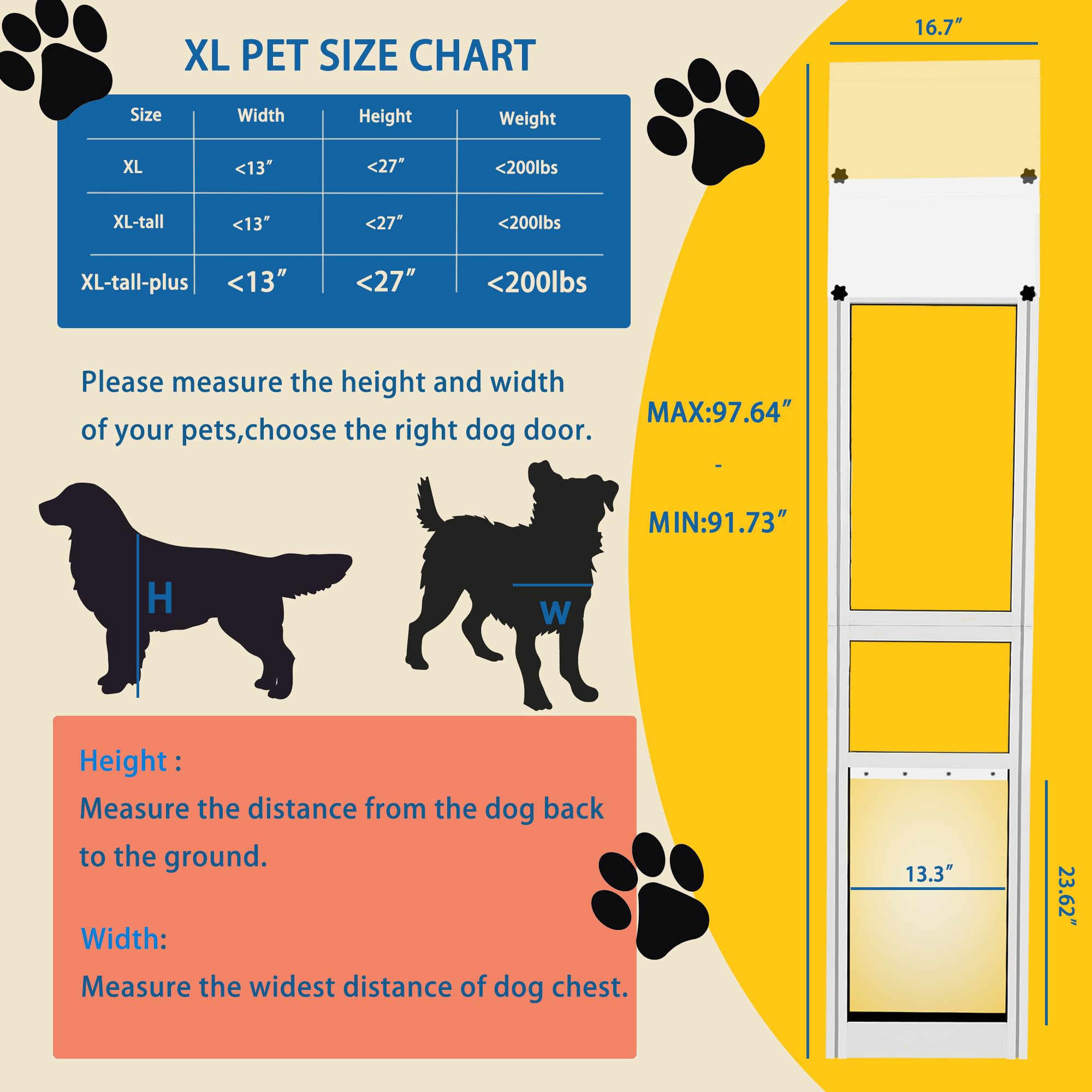 Dreampedal XL dog door sliding flap open shows pet access and visibility.