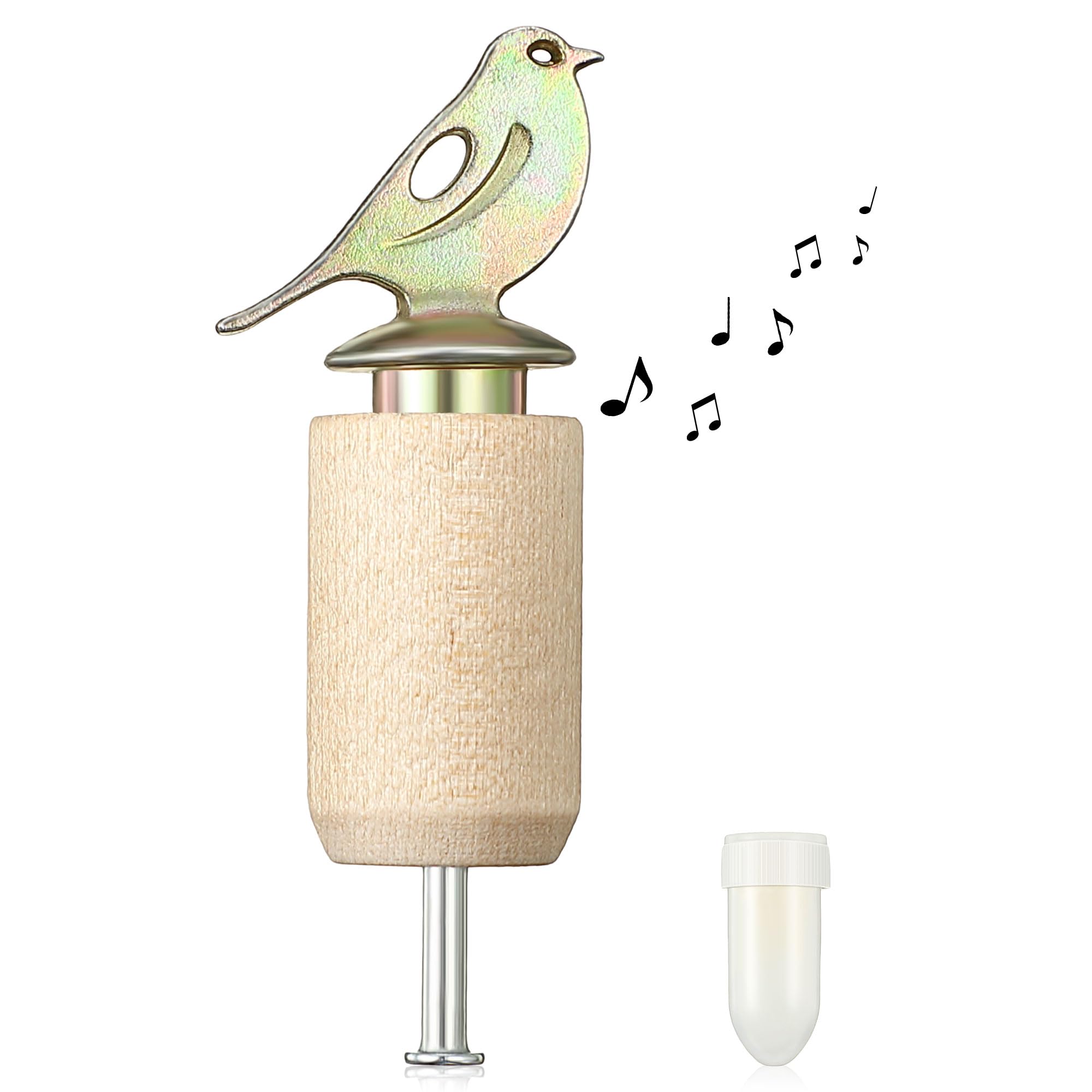 Dreyoo Bird Whistle wood-color view highlighting lifelike chirps for outdoor bird watching.