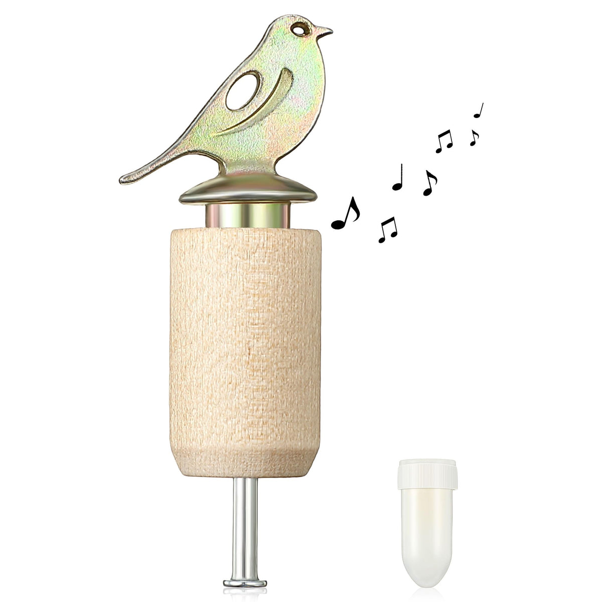 Dreyoo Bird Whistle wood-color view highlighting lifelike chirps for outdoor bird watching.