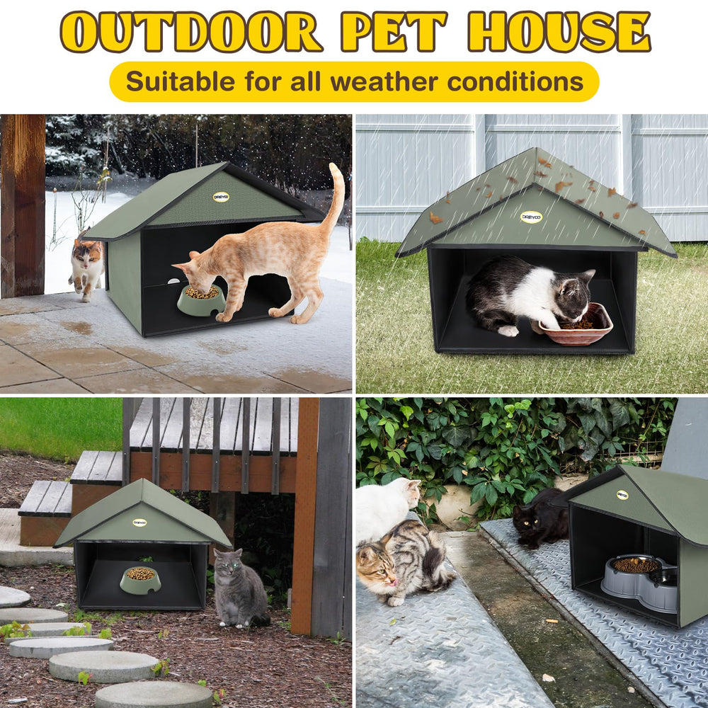 Dreyoo outdoor cat feeding station collapsible design for quick setup
