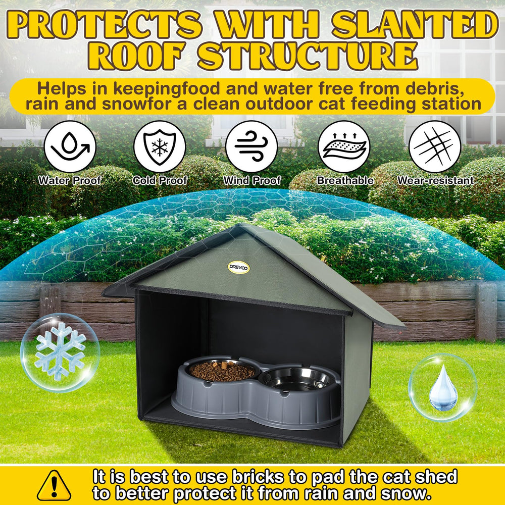 Dreyoo outdoor cat feeding station heated compatibility hole enables warm meals