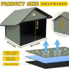 Dreyoo outdoor cat feeding station side view shows compact shelter for small spaces