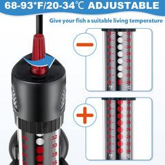 Dreyoo heater with suction cups installed securely in tank