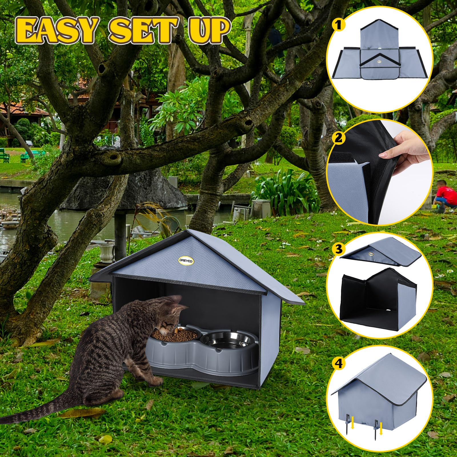 Dreyoo compact 13d x 17w x 15.5h fits small patios and balconies.
