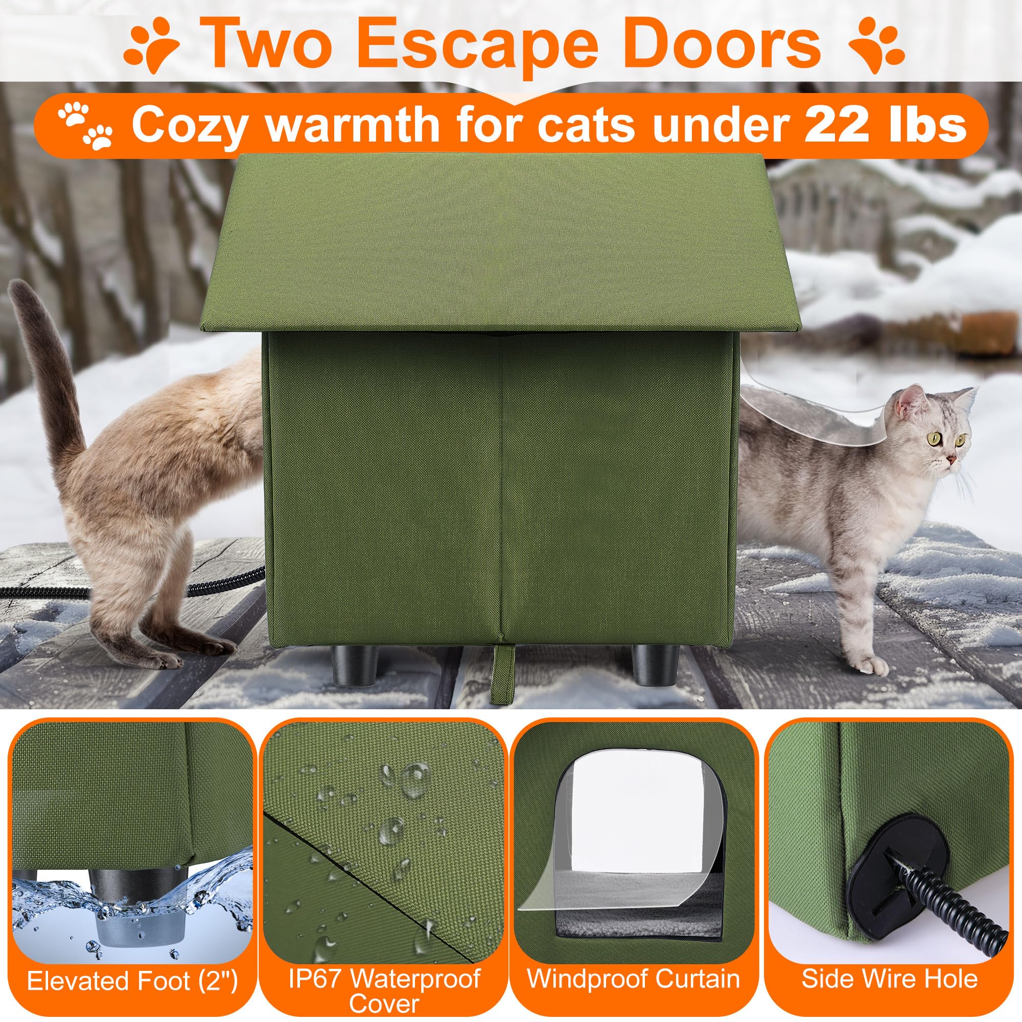 Dreyoo dual-exit cat house front and back access.