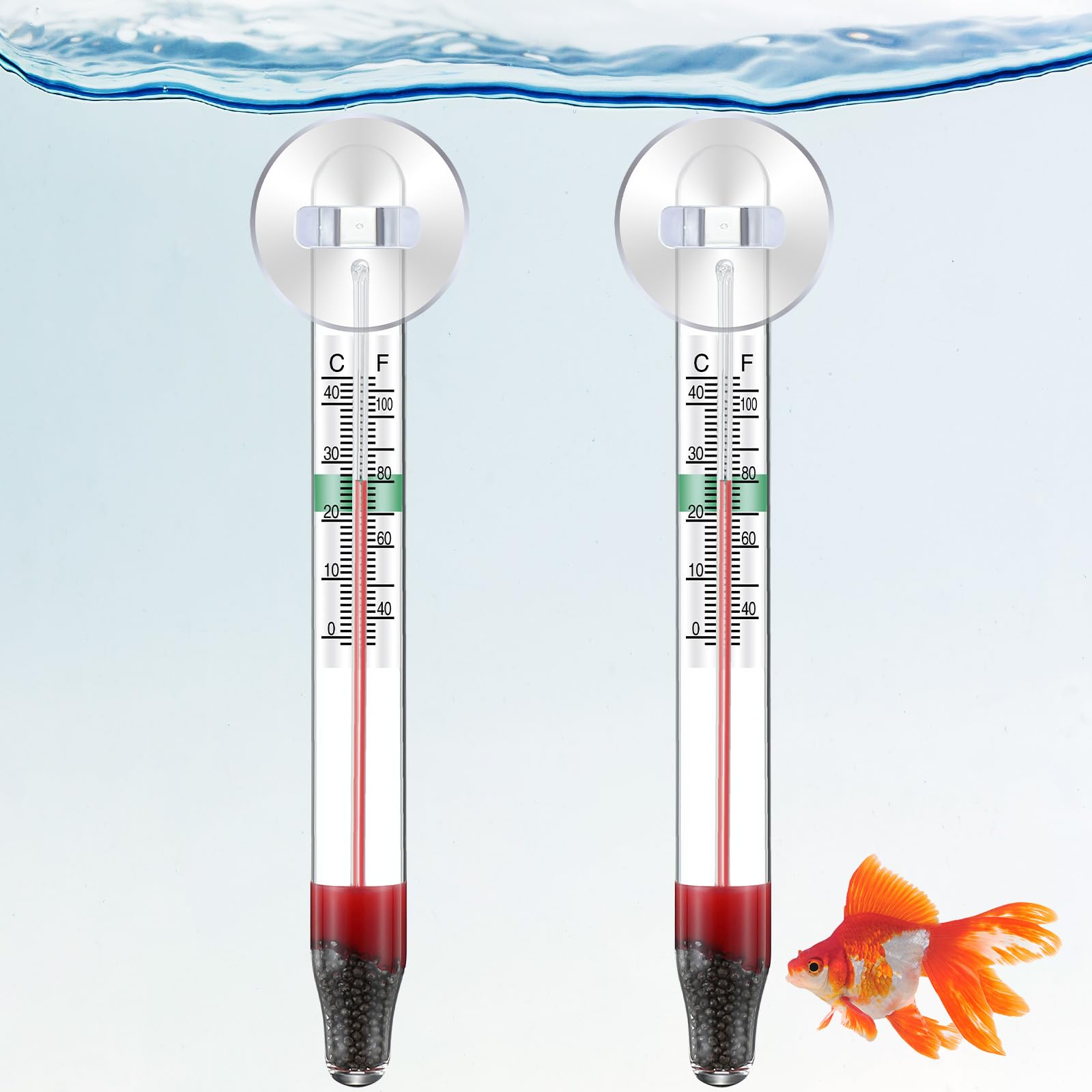 Dreyoo floating thermometer pack shows two units for easy tank temperature monitoring.