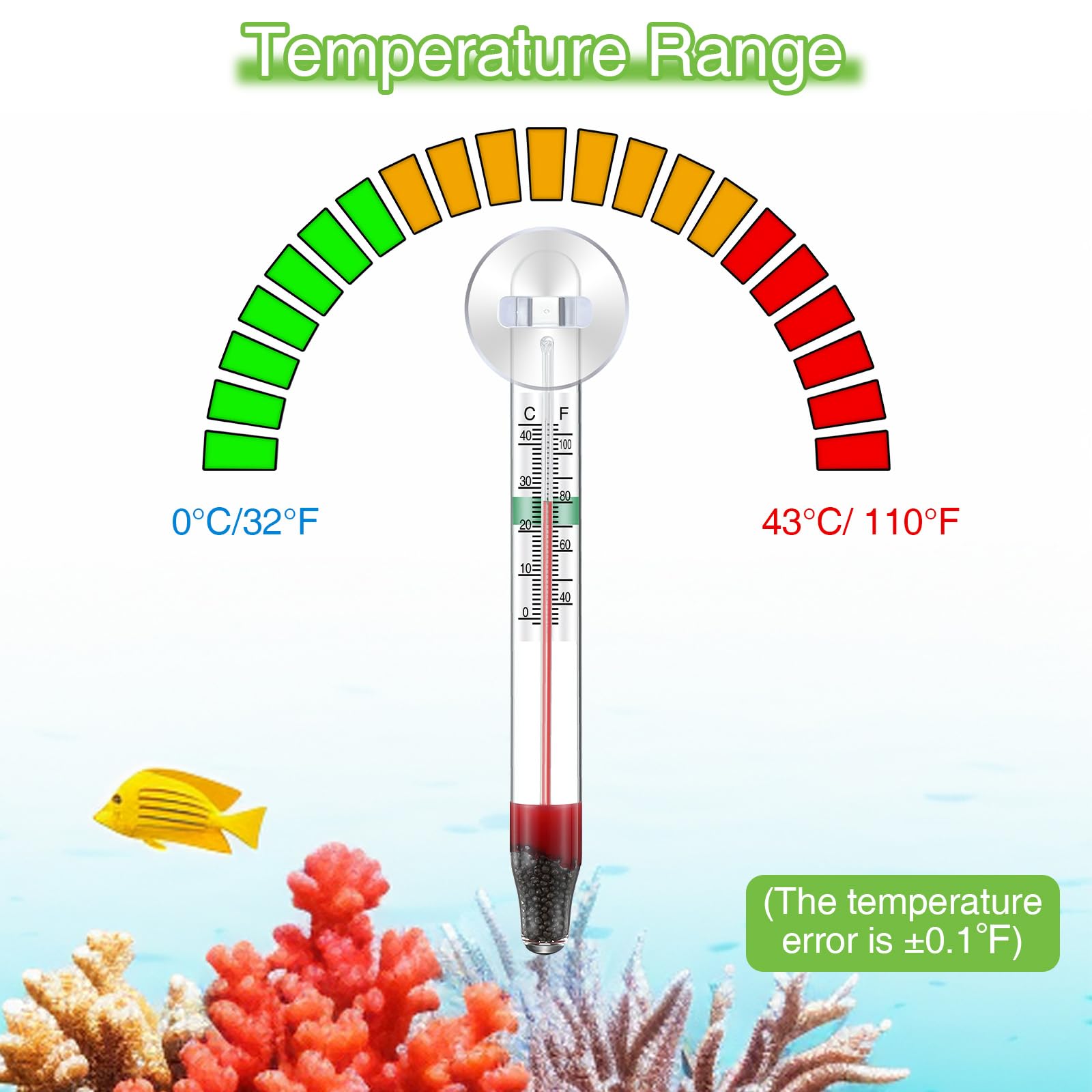 Dreyoo floating thermometer suction cups secure flexible placement in tank.