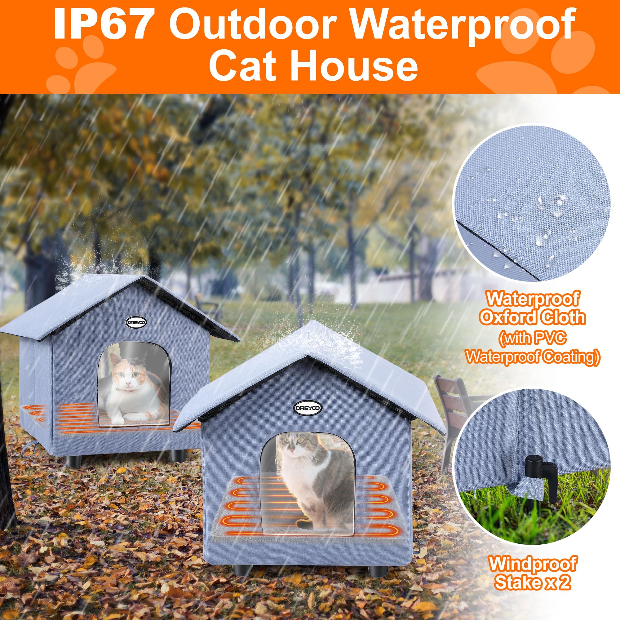 Dreyoo foldable cat shelter offers easy storage and transport.