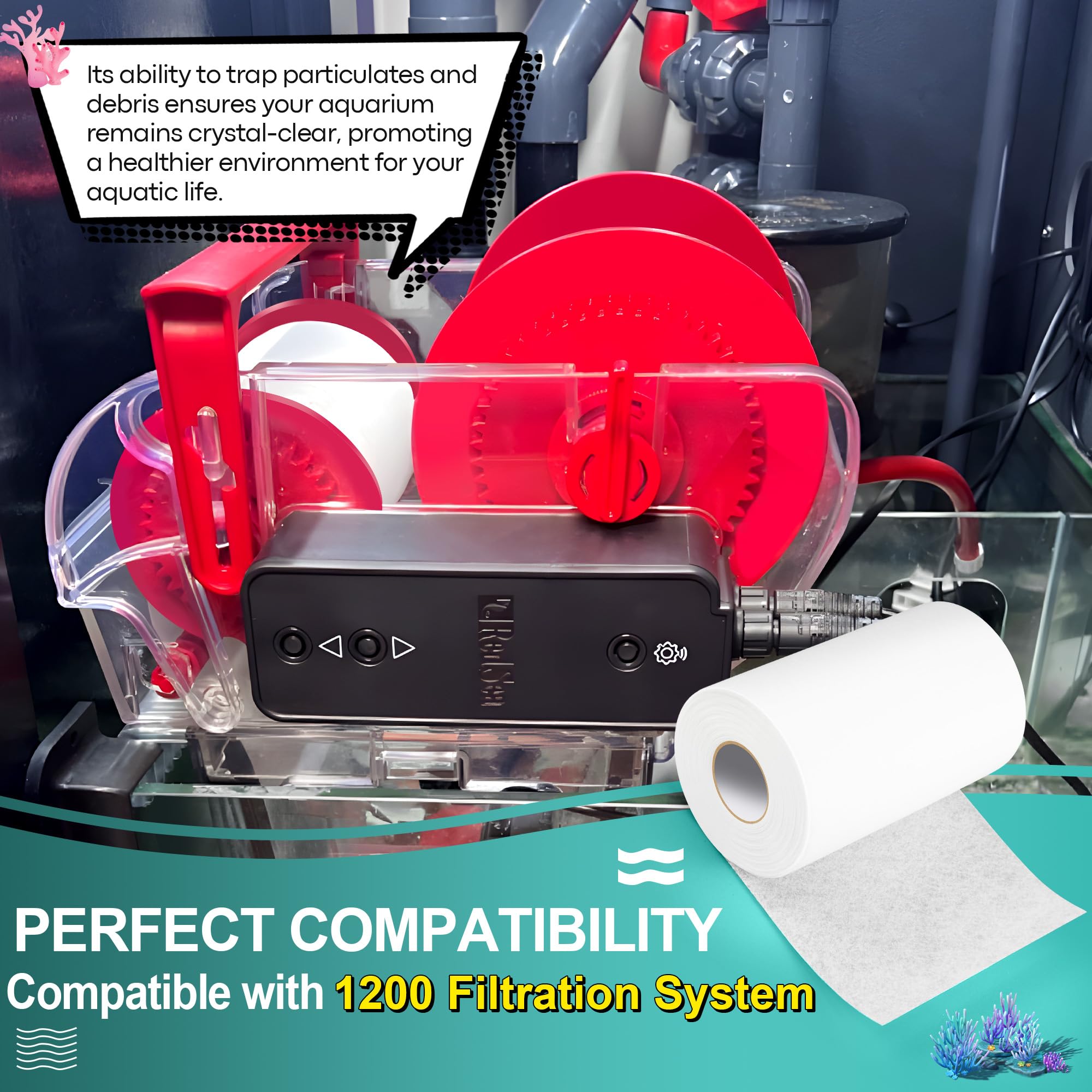 Dreyoo fleece roll has 6.78 inch height for compact reef tank fit