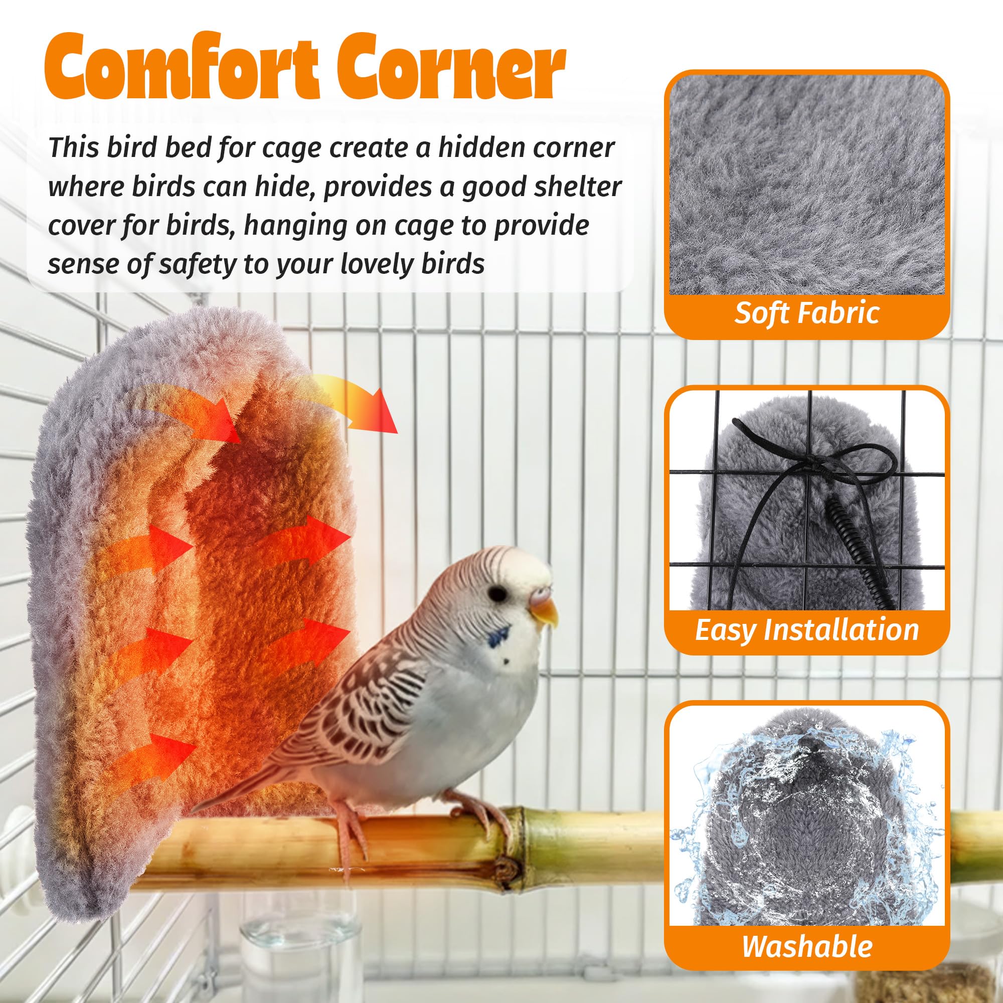 Dreyoo Snuggle Up compact 5x5 inch fits most cages for versatile use.