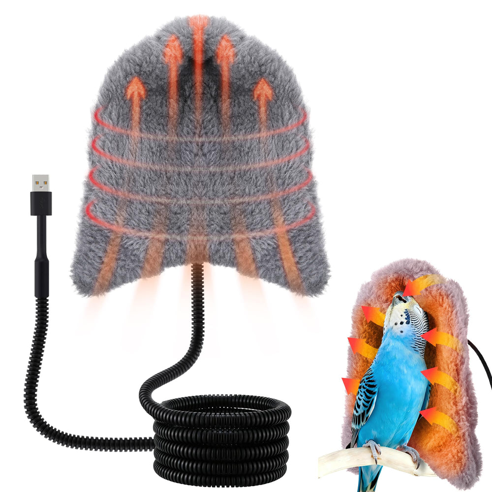 Dreyoo Snuggle Up front view shows safe 5V warmth for parrots.
