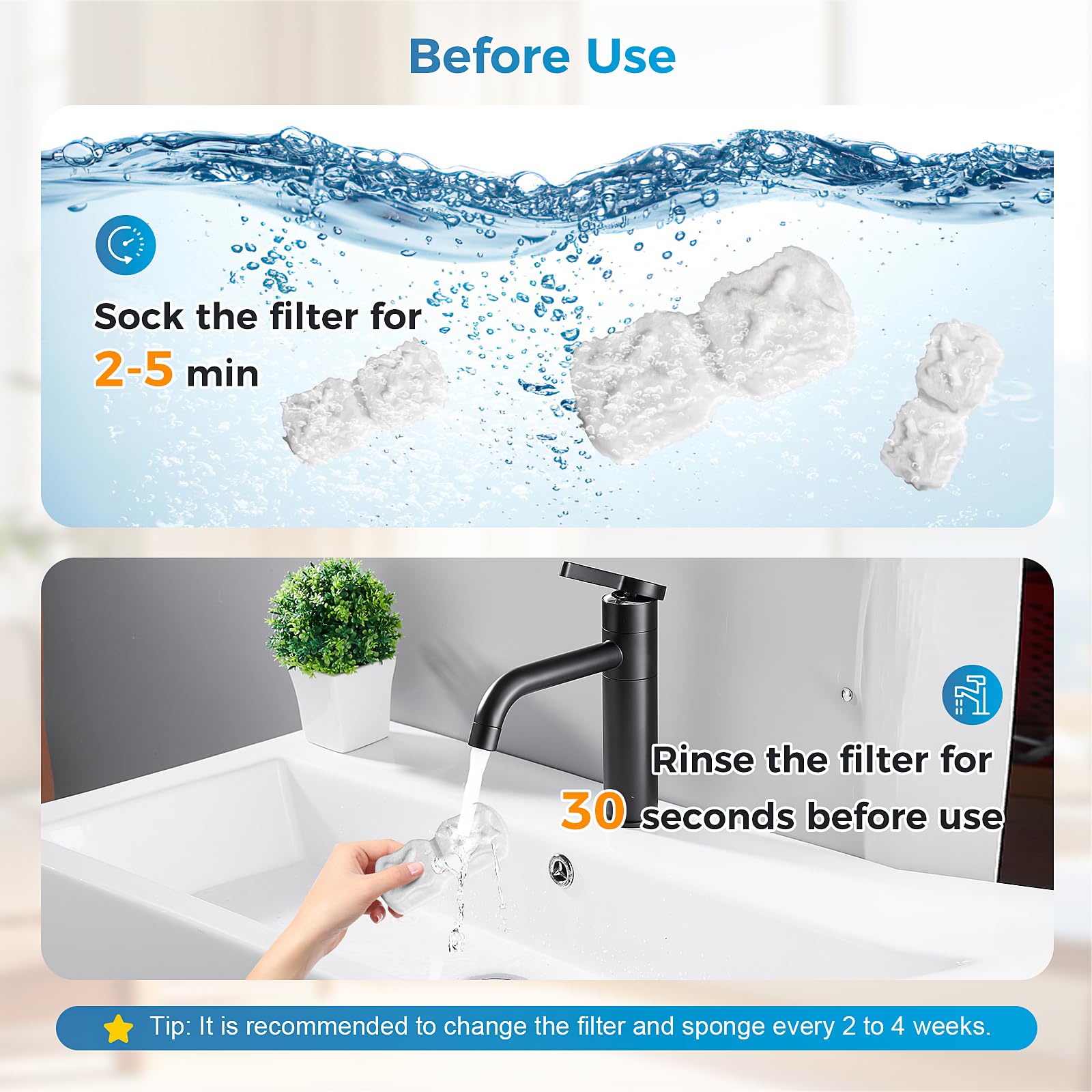DrFlito activated carbon ion-exchange media cleans water and reduces impurities.