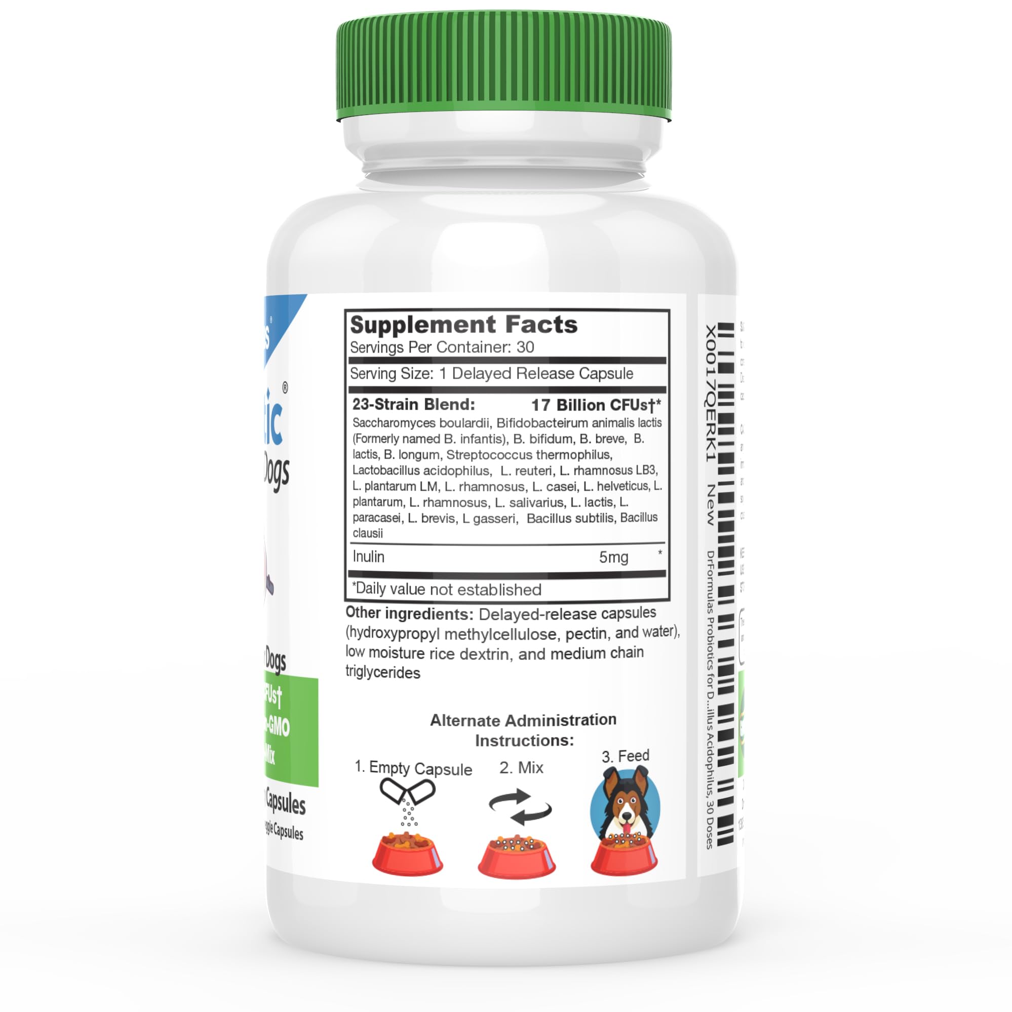 DrFormulas Nexabiotic capsules closeup shows flavorless, easy-to-dose capsules for dogs.