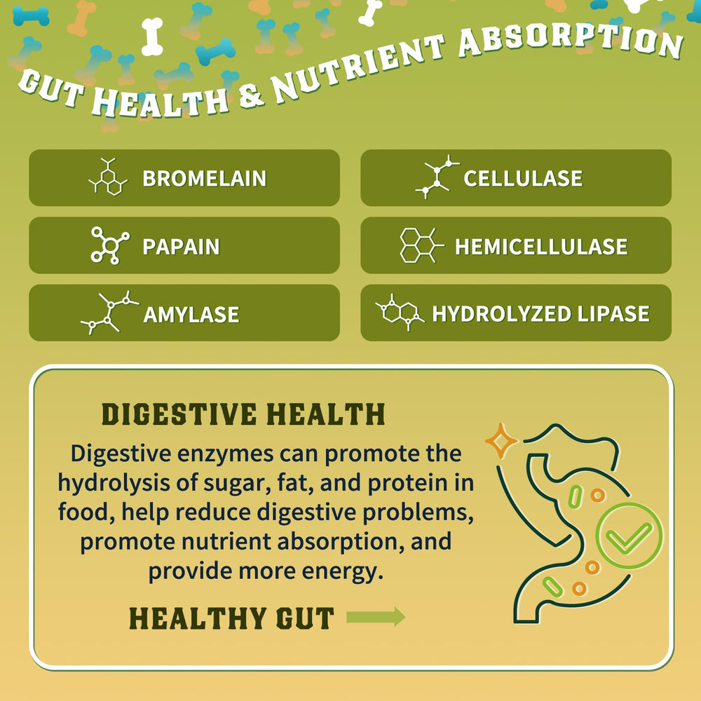 DRFOSTER glucosamine for dogs includes digestive enzymes to aid nutrient absorption.
