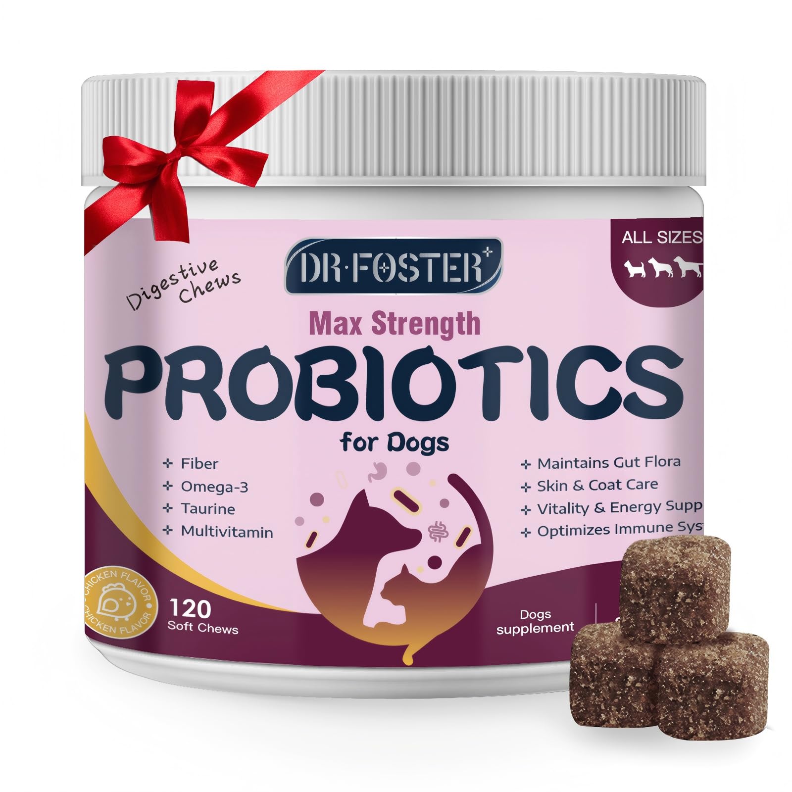 DRFOSTER probiotics for dogs bottle focuses on easy daily gut support