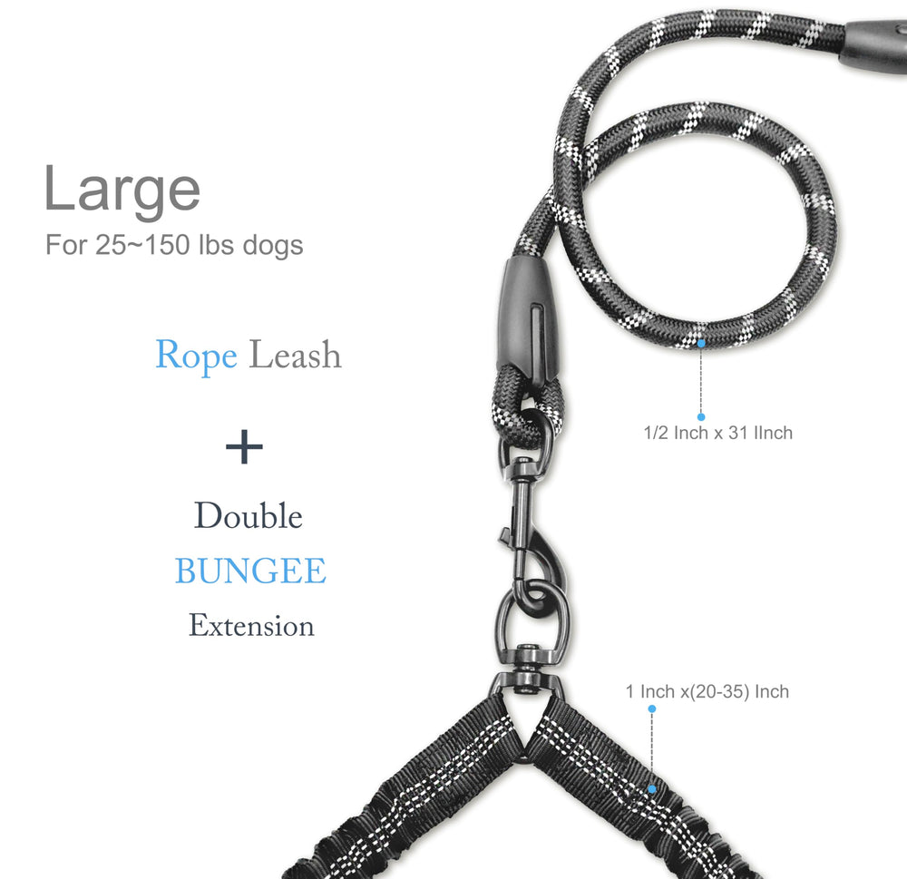 Drgxle double dog leash central sponge handle for comfortable grip