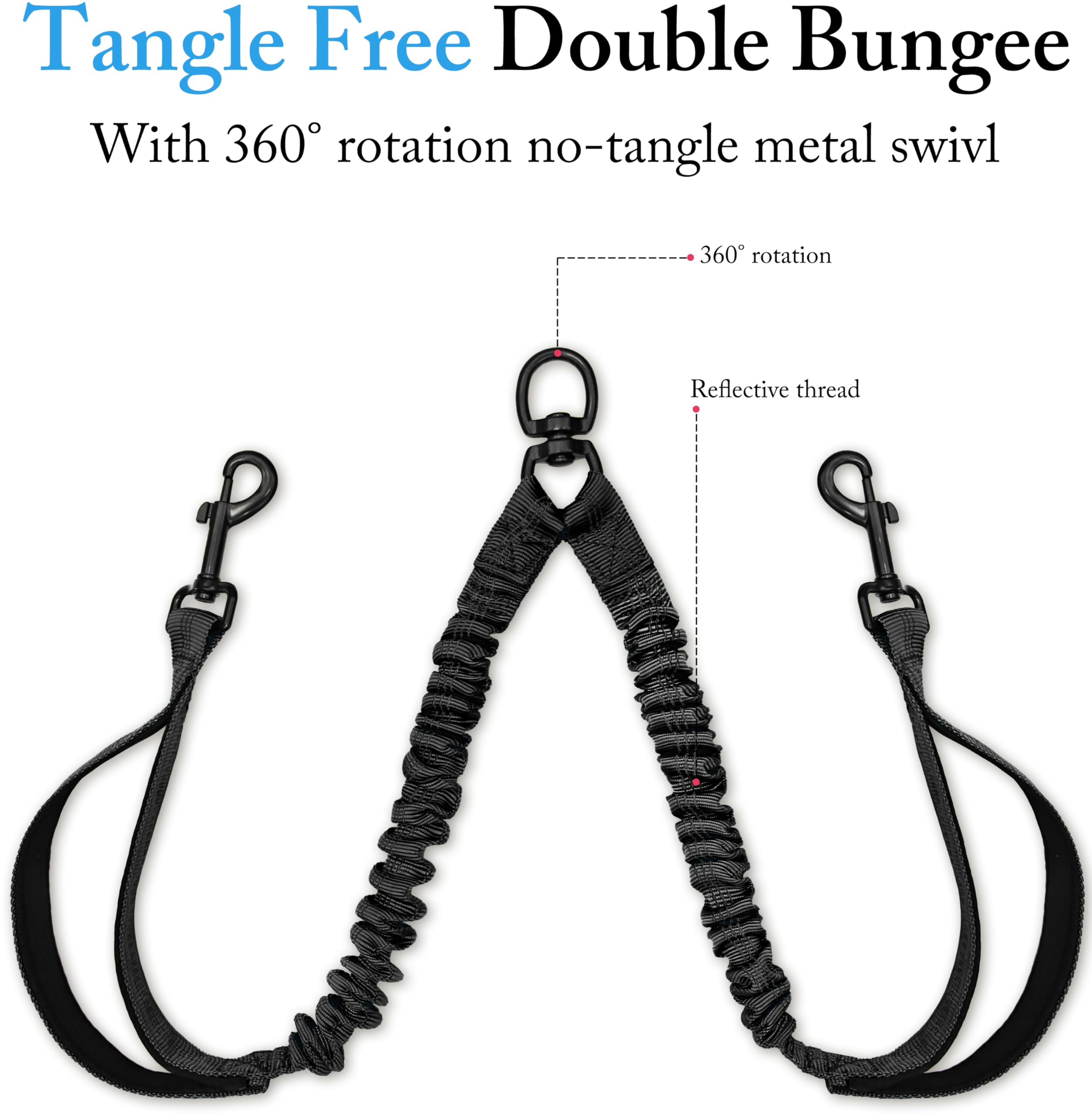Drgxle double dog leash made of ultra-tough nylon and polyester fibers