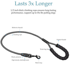 Drgxle double dog leash with reflective stripe for night visibility